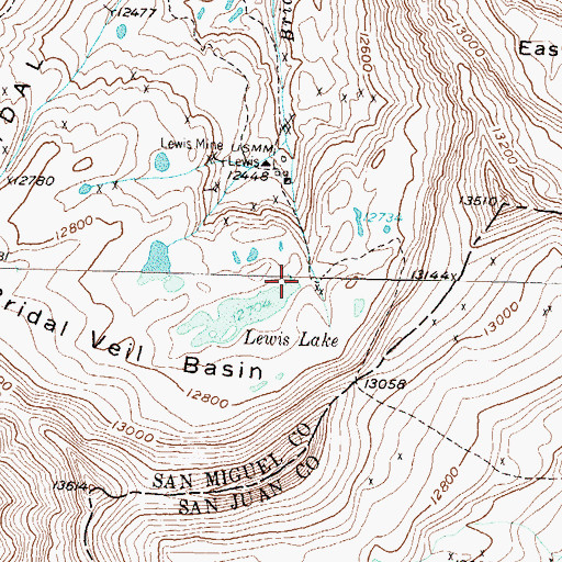 Topographic Map of Bridal Veil Dam, CO
