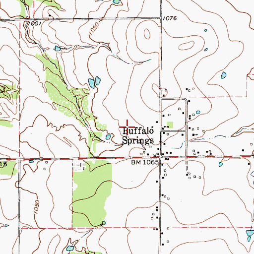 Topographic Map of Bufallo Springs, TX