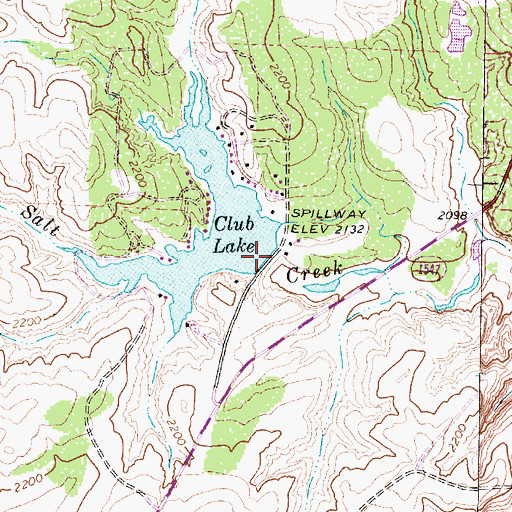 Topographic Map of Club Spring, TX
