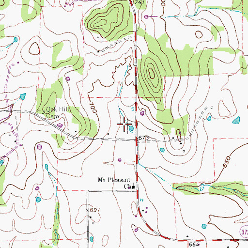 Topographic Map of Mountain Springs (historical), TX
