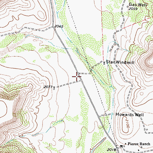 Topographic Map of Howard Springs, TX