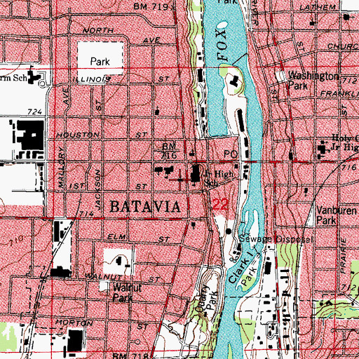 Topographic Map of Congregational Church of Batavia, IL