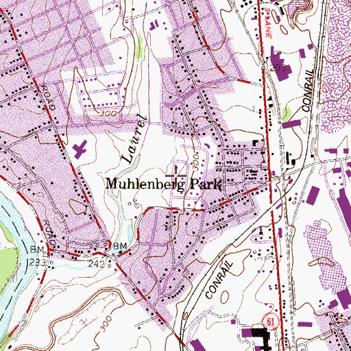 Topographic Map of Muhlenberg Park, PA