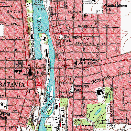 Topographic Map of First Baptist Church, IL