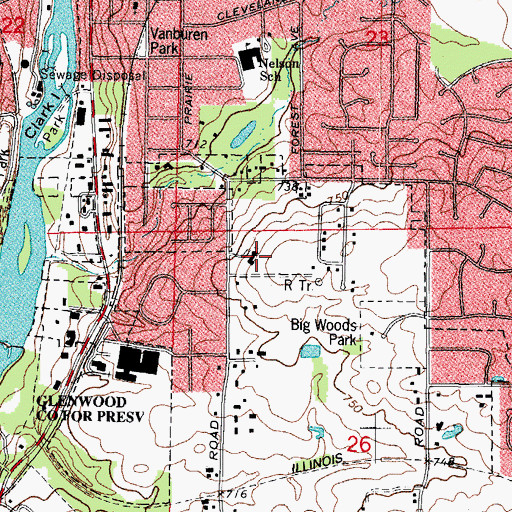Topographic Map of Immanuel Lutheran Church, IL