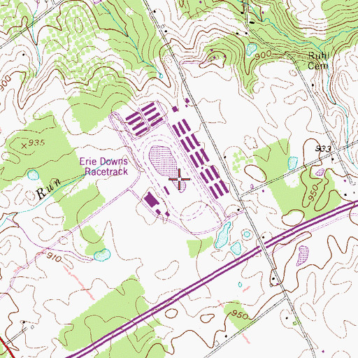 Topographic Map of Erie Downs Racetrack, PA