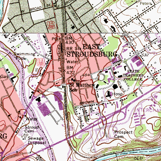Topographic Map of Saint Matthew School, PA
