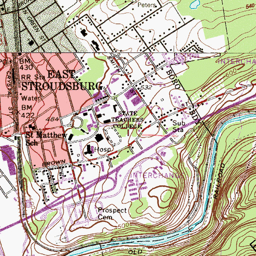 Topographic Map of State Teachers College, PA