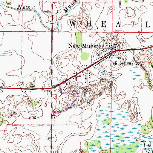 Topographic Map of Wheatland Presbyterian Cemetery, WI