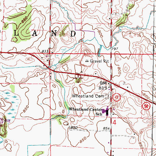 Topographic Map of Baptist Cemetery, WI
