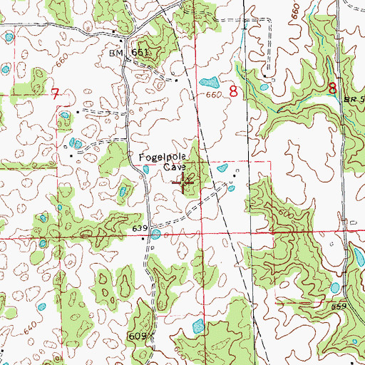 Topographic Map of Fogelpole Cave Nature Preserve, IL