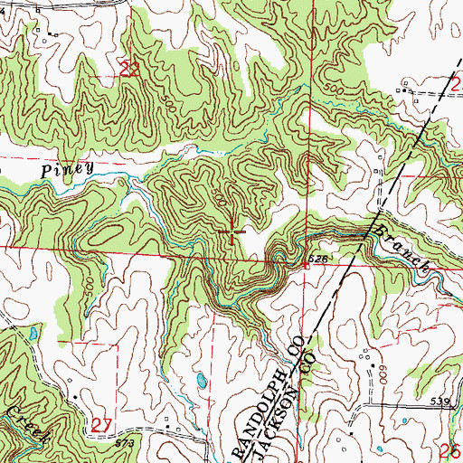 Topographic Map of Piney Creek Ravine Nature Preserve, IL