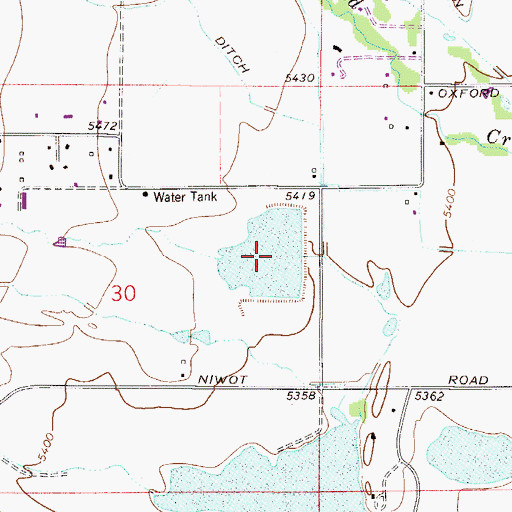 Topographic Map of Margaret Spurgeon Reservoir Number 1, CO