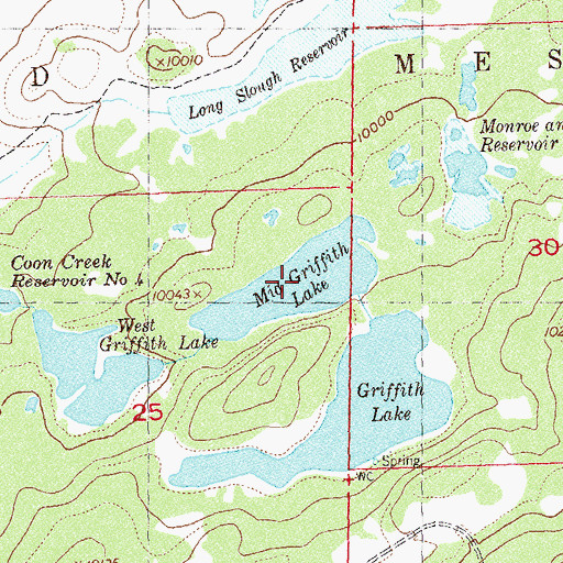 Topographic Map of Mid Griffith Lake, CO