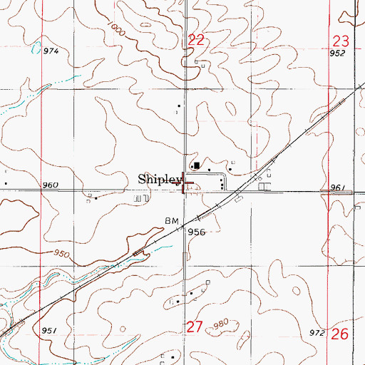 Topographic Map of Shipley Post Office (historical), IA