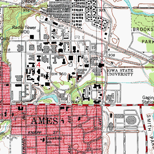 Topographic Map of East Hall, IA