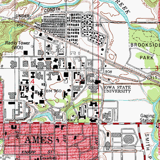 Topographic Map of Hamilton Hall, IA