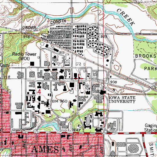 Topographic Map of Seed Sciences Building, IA
