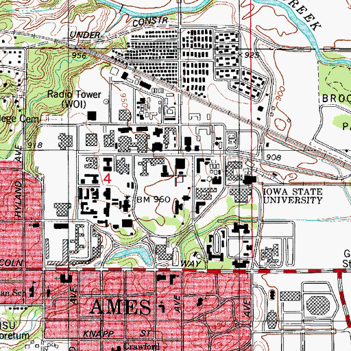 Topographic Map of Horticulture Hall, IA