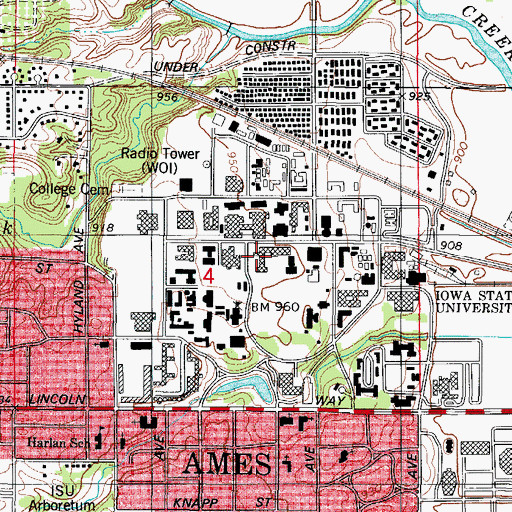 Topographic Map of MacKay Hall, IA