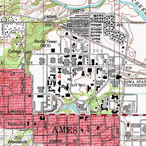 Topographic Map of Human Nutritional Sciences Building, IA