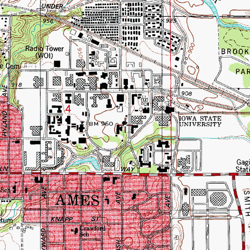 Topographic Map of Ross Hall, IA