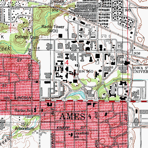 Topographic Map of Beardshear Hall, IA