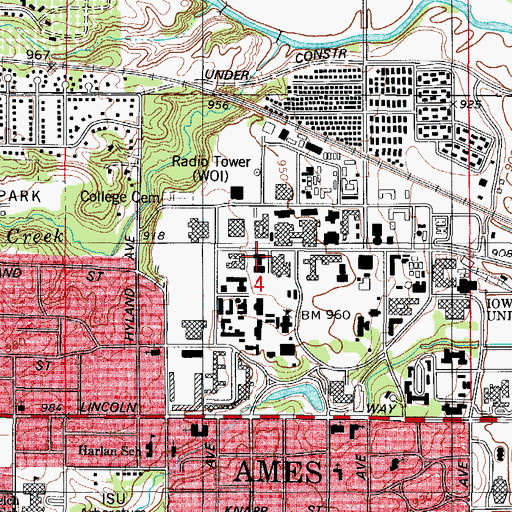 Topographic Map of Snedecor Hall, IA