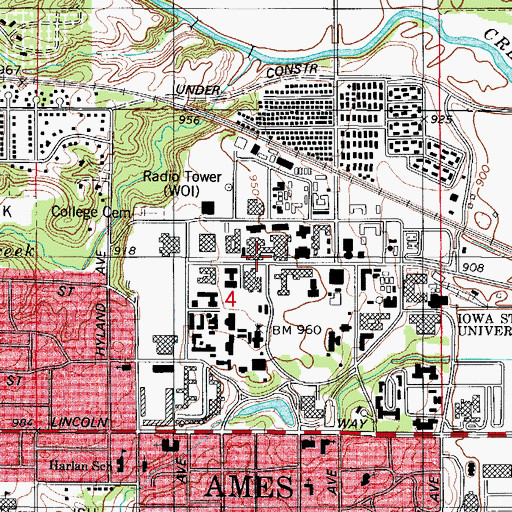 Topographic Map of Gilman Hall, IA
