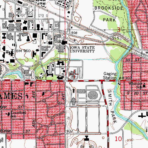 Topographic Map of Larch Hall, IA