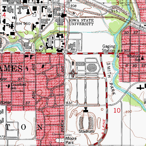 Topographic Map of Stephens Auditorium, IA