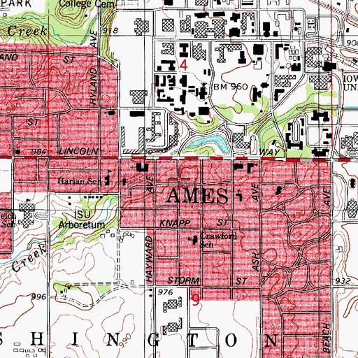 Topographic Map of Ames Fire Department Station 2, IA
