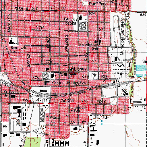 Topographic Map of Ames Public Library, IA