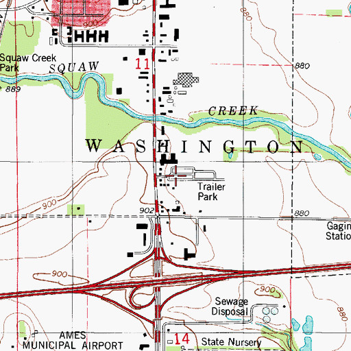 Topographic Map of Meadow Lane Mobile Home Park, IA