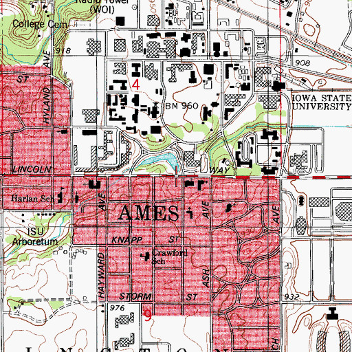 Topographic Map of Livingstone Homes, IA