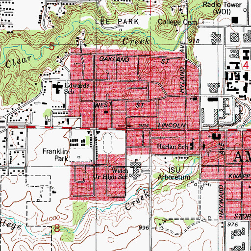 Topographic Map of Reorganized Church of Jesus Christ of Latter Day Saints, IA