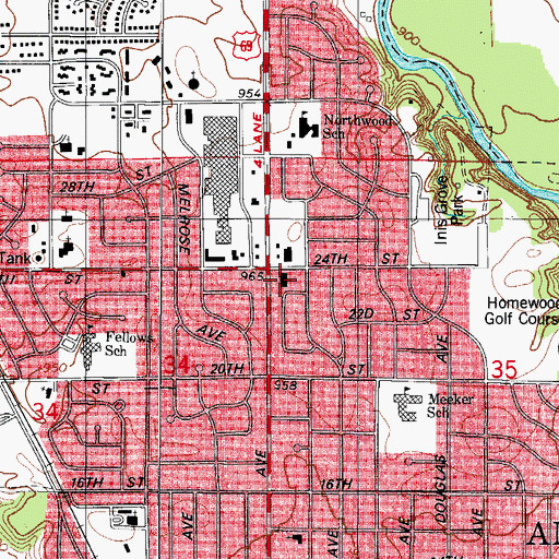 Topographic Map of Grand Avenue Baptist Church, IA