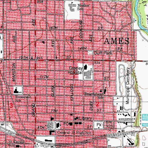 Topographic Map of First Church of Christ Scientist, IA