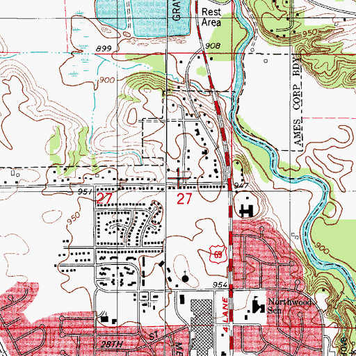 Topographic Map of Kingdom Hall of Jehovahs Witnesses, IA