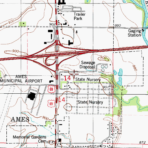 Topographic Map of Ames Mall, IA