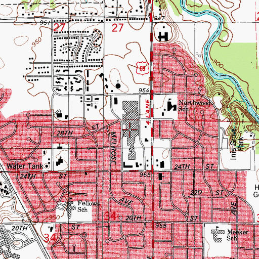 Topographic Map of North Grand Mall, IA