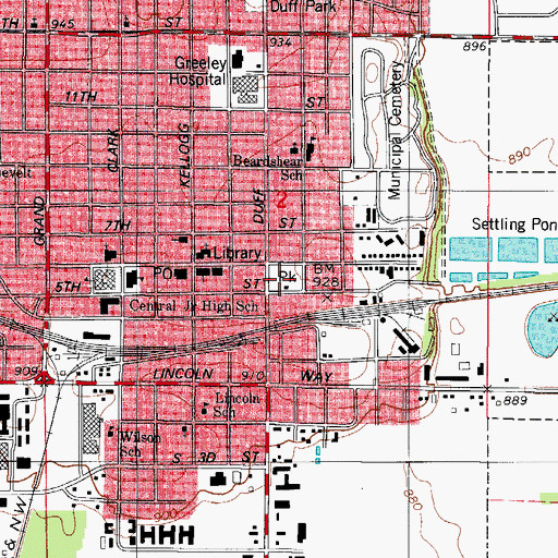 Topographic Map of Bandshell Park, IA