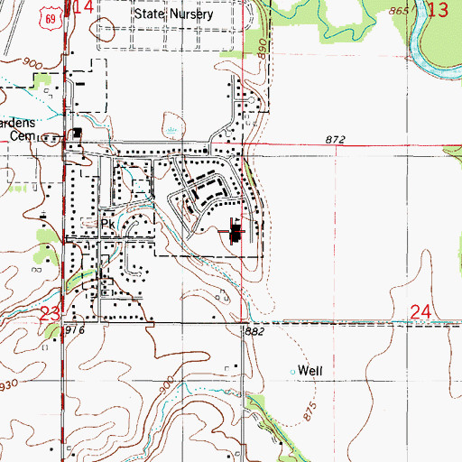 Topographic Map of Kate Mitchell Elementary School, IA