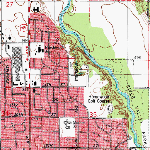 Topographic Map of Inis Grove Park, IA