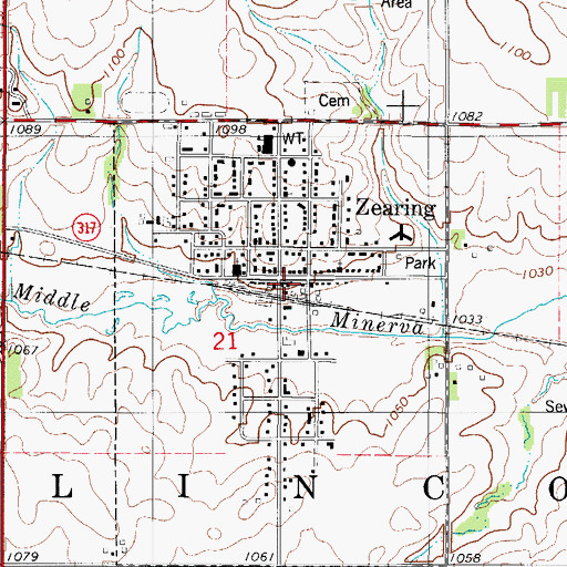 Topographic Map of Zearing Public Library, IA