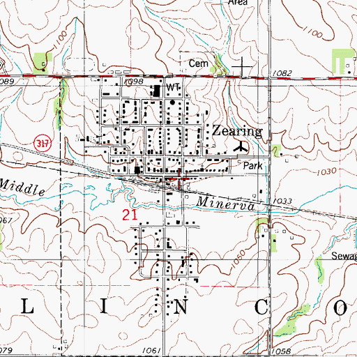 Topographic Map of Zearing (historical), IA