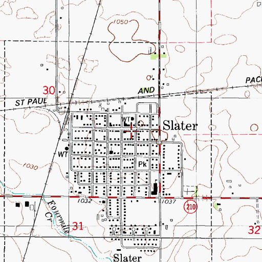 Topographic Map of Slater Public Library, IA