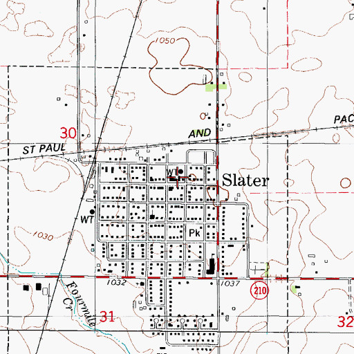 Topographic Map of Slater Fire Department, IA