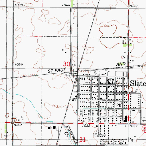 Topographic Map of Slater, IA