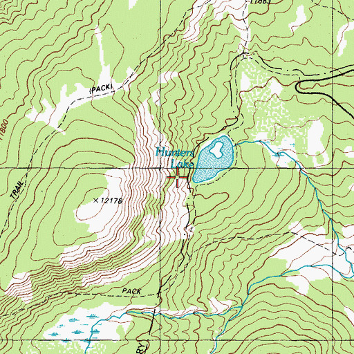 Topographic Map of Hunters Lake Dam, CO